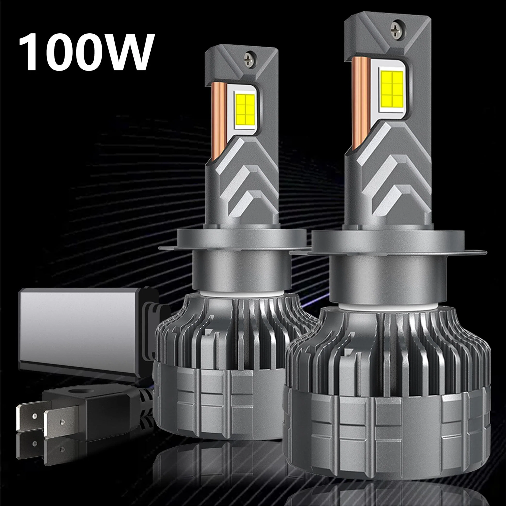 Ampoule de phare LED de voiture 100W haute luminosité 12V 24V H4 H7 H11 Ampoule LED Remplacement de l'ampoule HID.