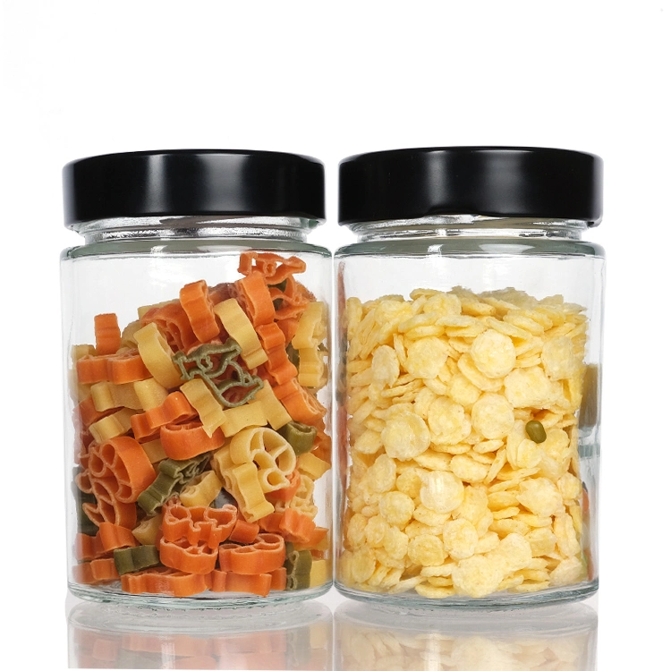 Airtight Round Glass Storage Pickles Jars with Deep Metal Caps Lids