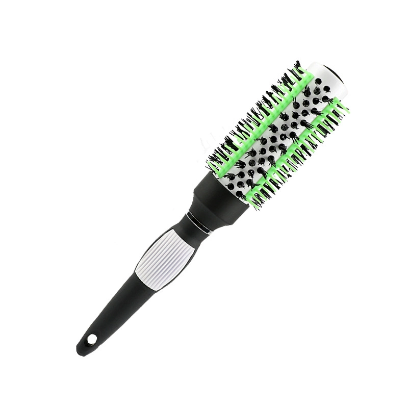 Custom Logo Shining Yellow Ceramic Brush Boar Bristle Curling Hair Brush