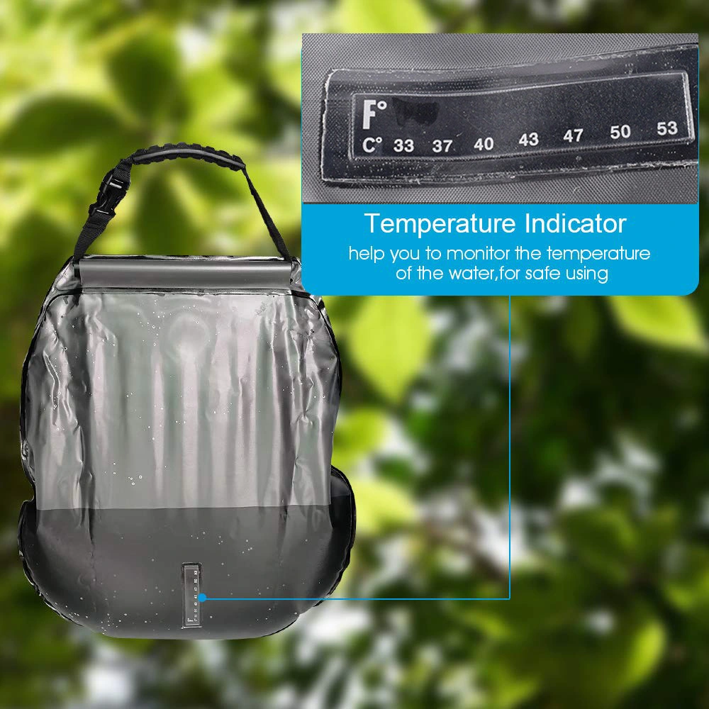 5 galões/20L aquecimento solar saco com borracha removível e Desligado Comutável Chuveiro duche solar Bag Camping chuveiro para piscina viajando caminhadas Wyz13980