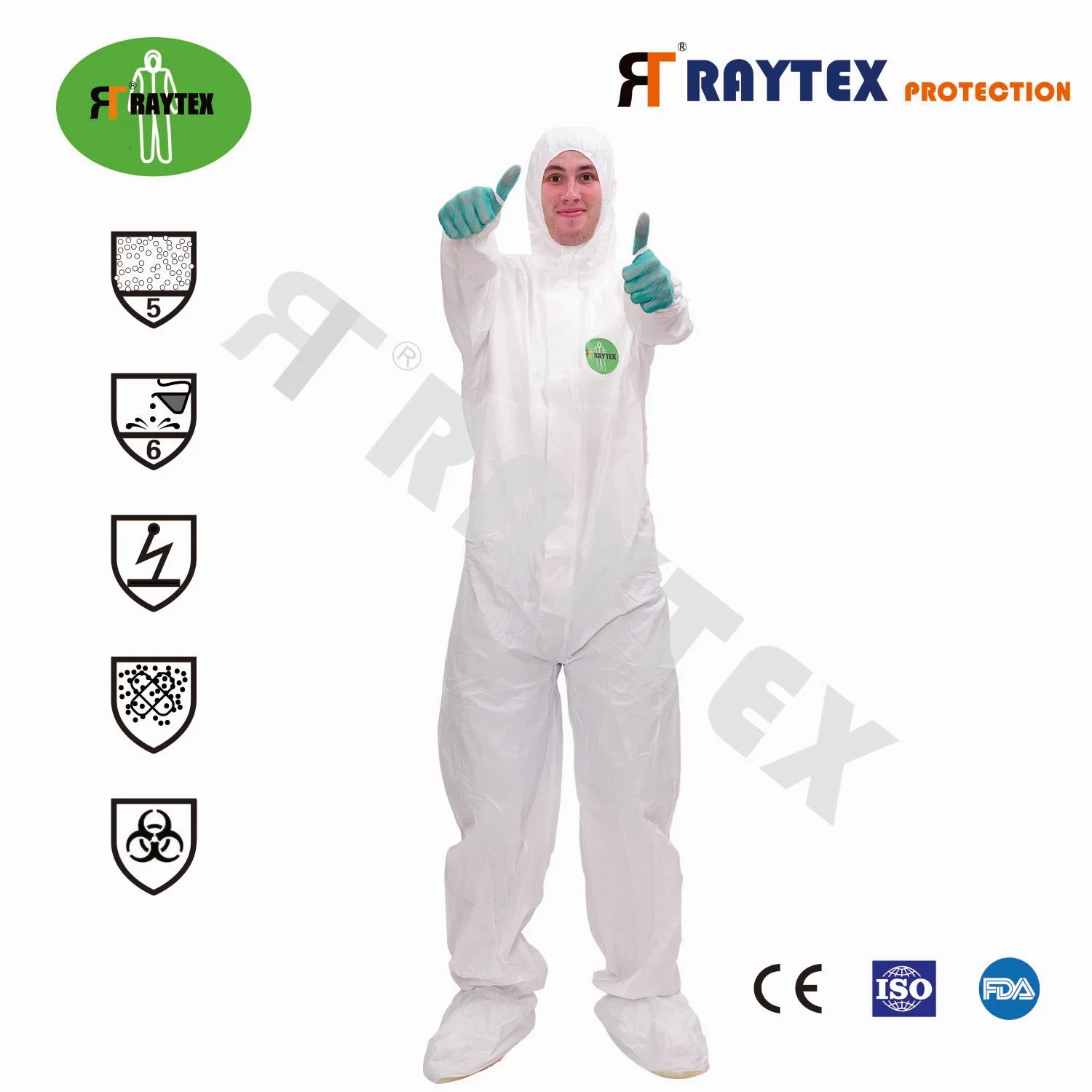 CE En14126 Hospital Protective Medical Mircroporous Anti-Virus Working Disposable Type 5/6 Coverall