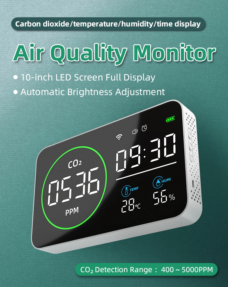 Monitor de la calidad del aire con WiFi, medidor de dióxido de carbono, el analizador de calidad del aire y el sensor de CO2 (NDIR)