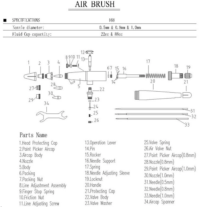 Airbrush 168 Spray Gun Körper Malen Kuchen Dekorieren Tattoo Kompressor Werkzeuge