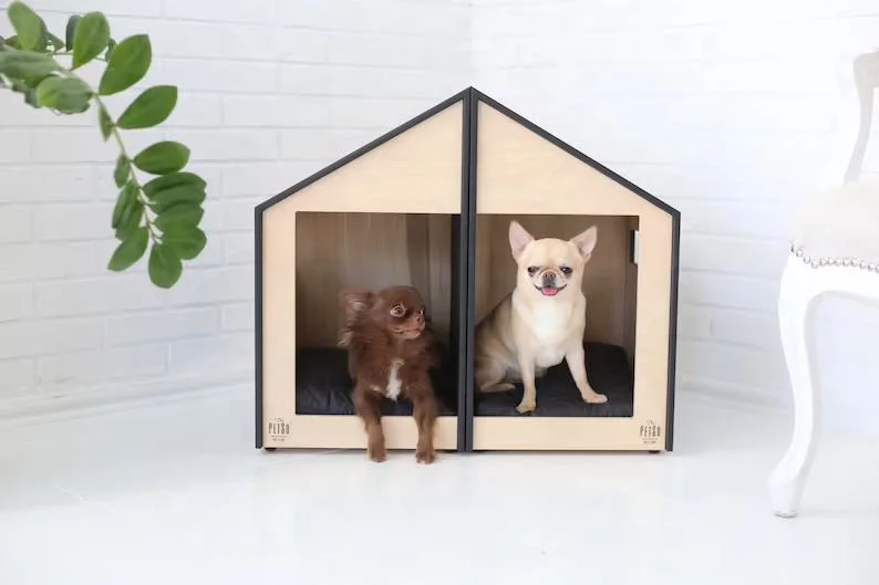 Casa moderna de dos perros o gatos gemelos inteligente Perrera Caja cama Pet Pet muebles interiores