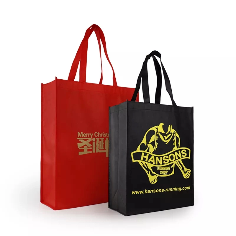 Wholesale/Supplier Round Corner Custom Logo Printed Lululemon Style Shopping Tote Bag Laminated Non Woven Bag with Plastic Button