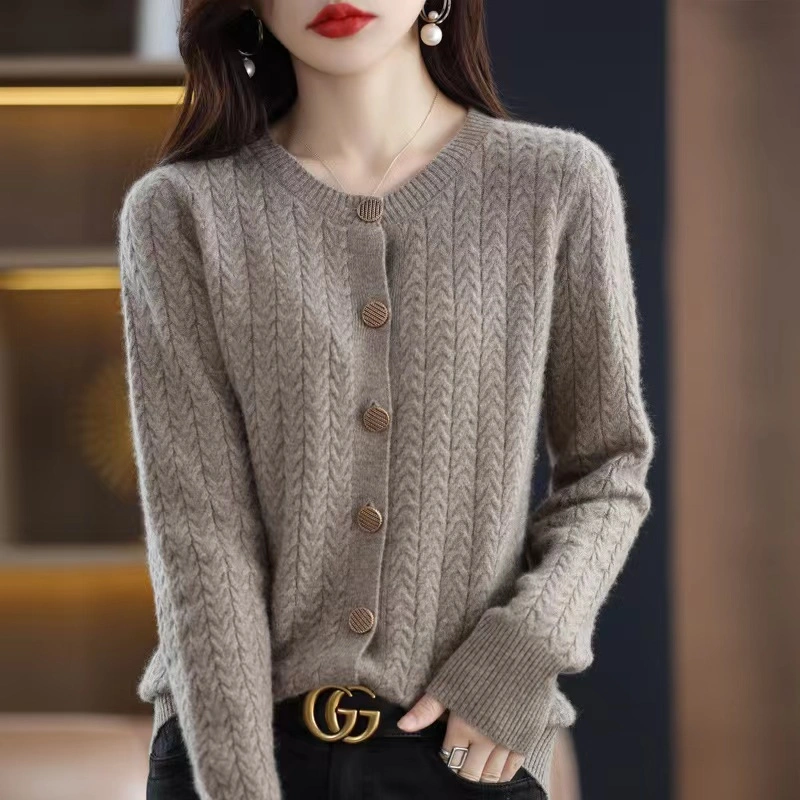 Fashion Casual Solid Long Sleeve Sweater Street Knitted Women's Cardigan