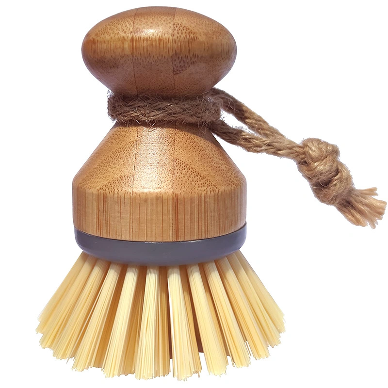 Escova de prato de madeira de faia prato a escova de limpeza de sisal Bambu Pot utensílios de Lavagem