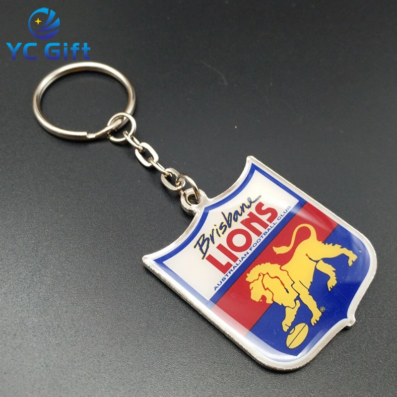 Professional Custom Metal Laser Art Crafts Personalized Keychain Union Jack Souvenir Key Ring Fashion Epoxy Key Tag for Promotional Gift (KC49)