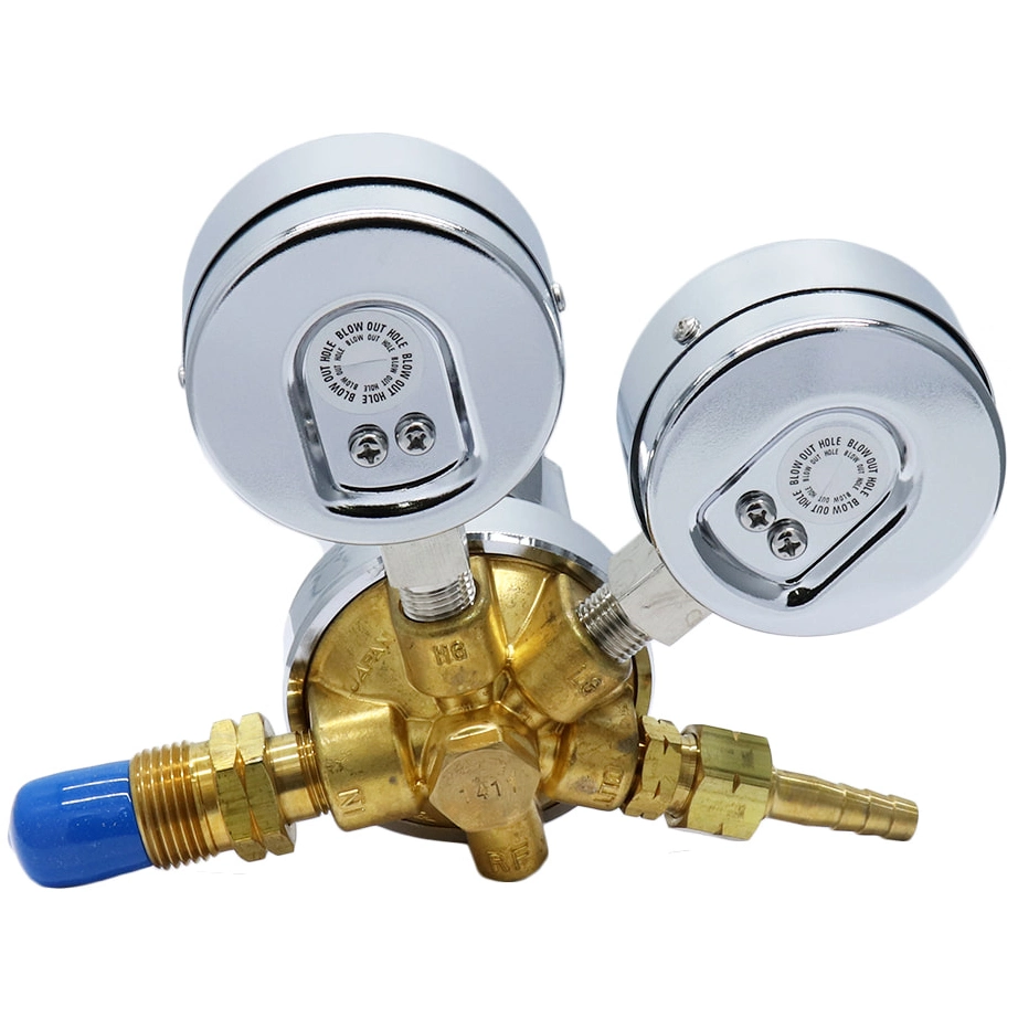 Acetylene C2h2 Gas Regulator with Two Pressure Gauges Chiyoda Seiki Japan Model 2001 Type Style 0.3MPa 2.5MPa W22-14 M16*1.5 Cga540