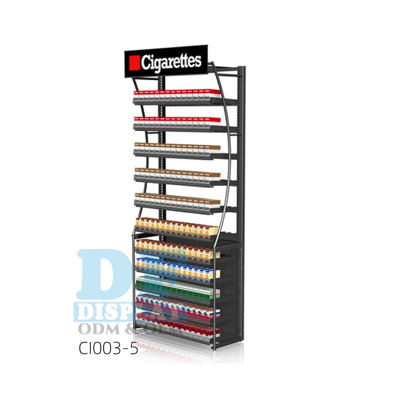 Store Counter Gravity Acrylic Cigarette Display Dispenser, Cigarette Display Shelves Metal Display Stand Floor for Supermarket