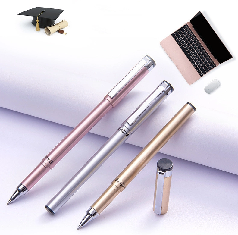 Metallic Test Neutral Pen Stationery Pen Simple Office Signature Pen Black Pen 0.5mm Factory Direct Sales