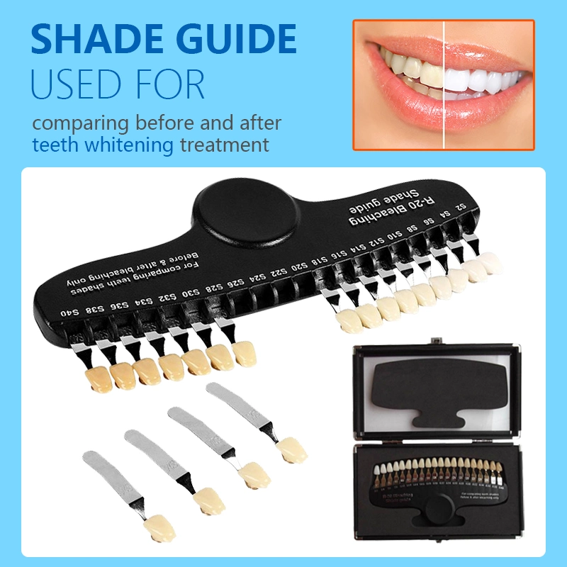 Zahnmaterial Zahnaufhellung 3D Farbton Guide Zahnpflege Zahnaufhellung Shade Chart Board 20 Farben Komparator