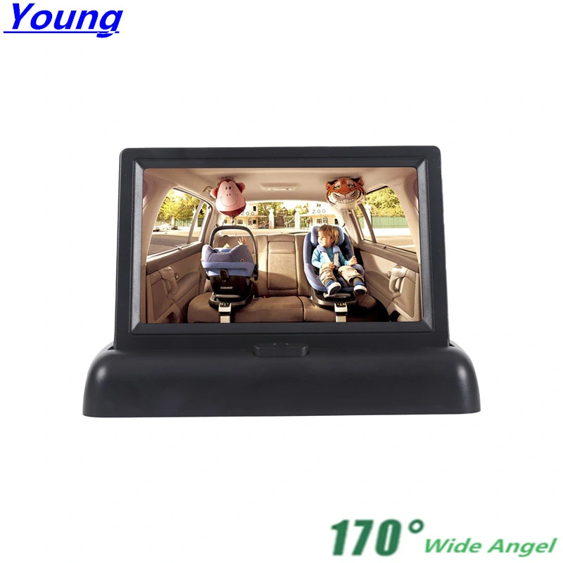 Écran couleur TFT LCD 4.3 pouces pour le stationnement et les écrans de visibilité pour voiture pliable Moniteur pour caméra DVD VCR 12 à 24 V 2 entrées vidéo