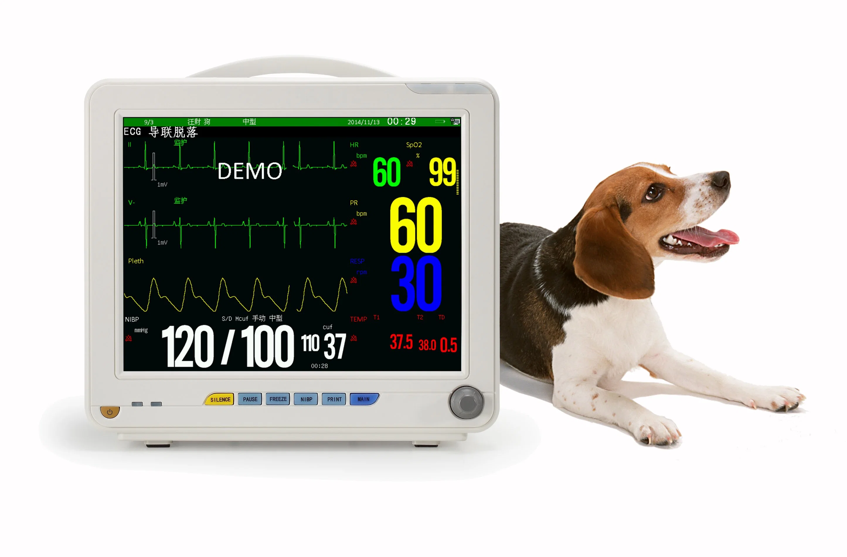 12" Veterinary Pet Vet 6 Parameters Monitor Hev-9000n