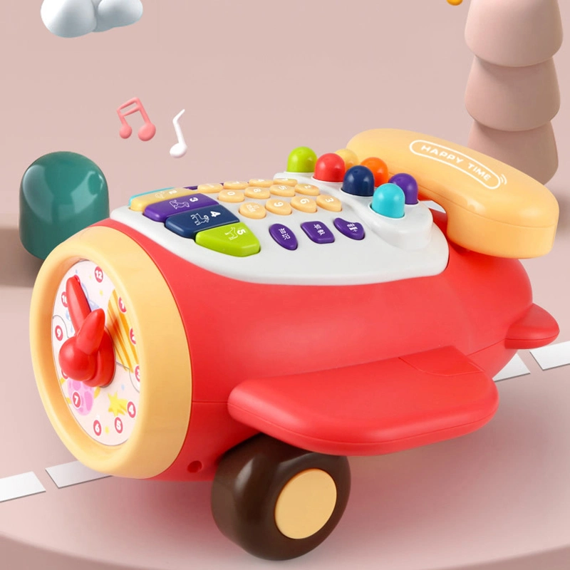 Educación Aprendizaje temprano teléfonos Baby Toys Música Reloj Teléfono bebé Juguetes Teléfono de avión Teléfono de bebé con Luz y Música