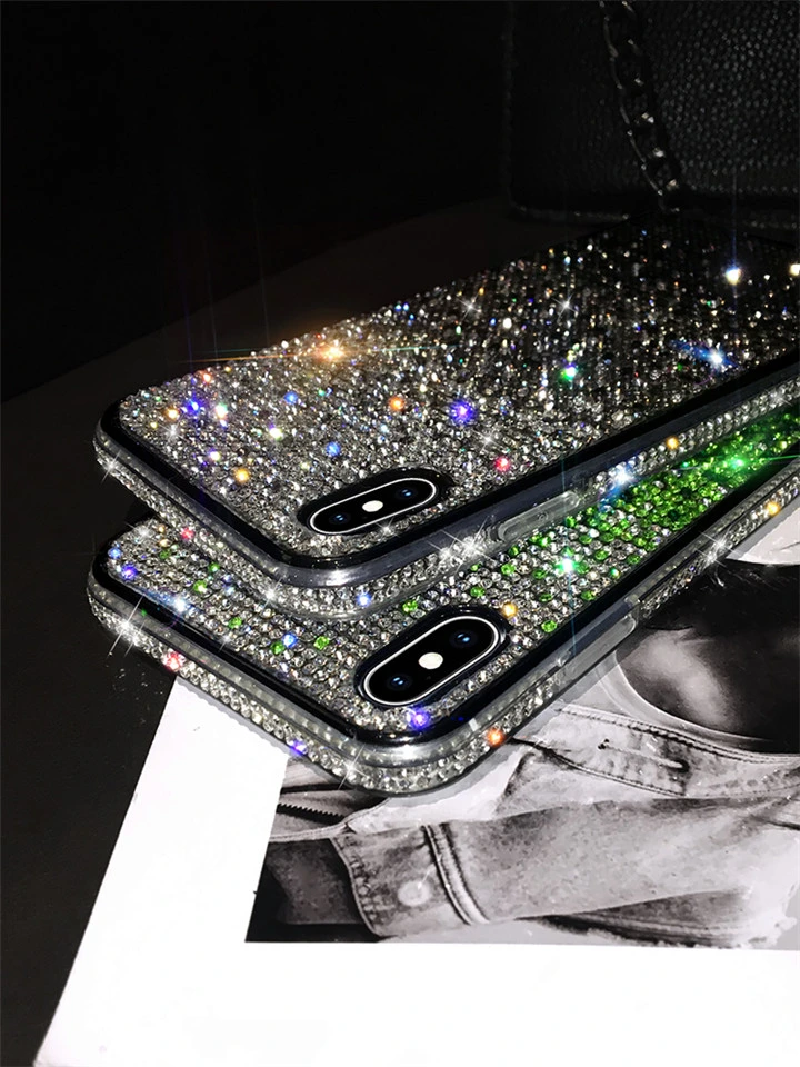 PC006 Sparkle Gradient Glitter Phone 11 Cases Bling Luxury Shiny Crystal Rhinestone Diamond Silicone Bumper Phone Protective Case Cover