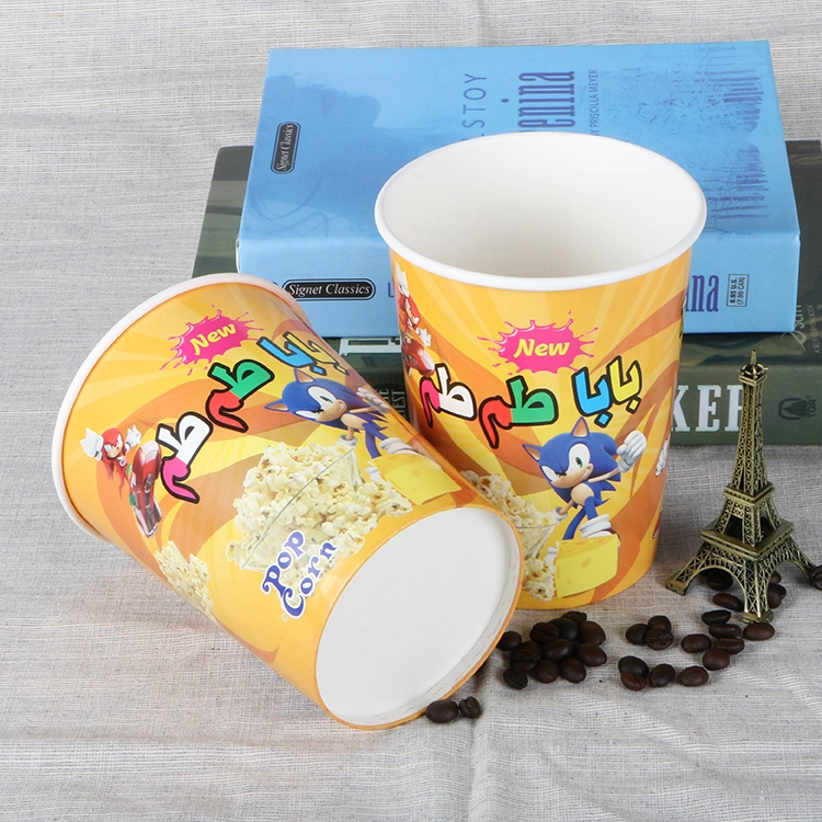 Custom Printed Eco Friendly Paper Popcorn Family Bucket Bowl Cup