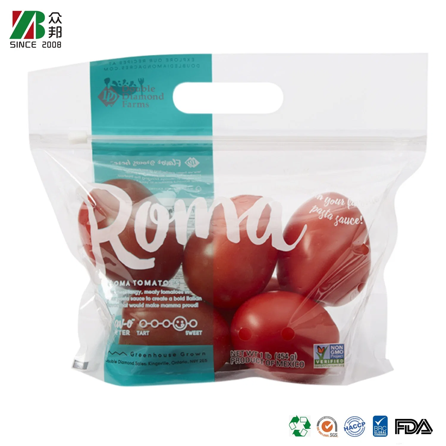 Fecho de correr impressão personalizada suporte para cima bolsa embalagem bolsa de plástico saco transparente levante o saco de fruta vegetal com a pega