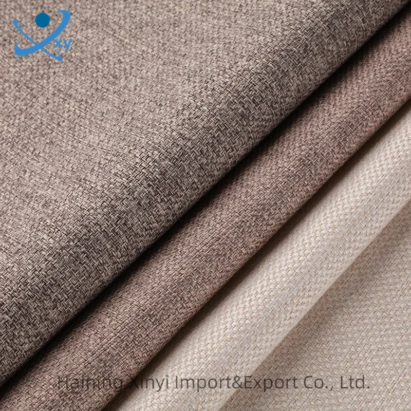 Kostenlose Probe 100% Polyester Leinen Rayon Plain Gefärbte Gewebte Polstervorhang Und Sofakleidung