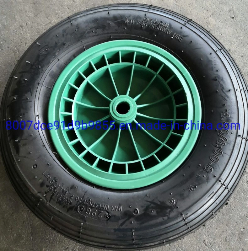 Popular Pattern 4.00-8 Pneumatic Wheelbarrow Wheel with Plastic Rim