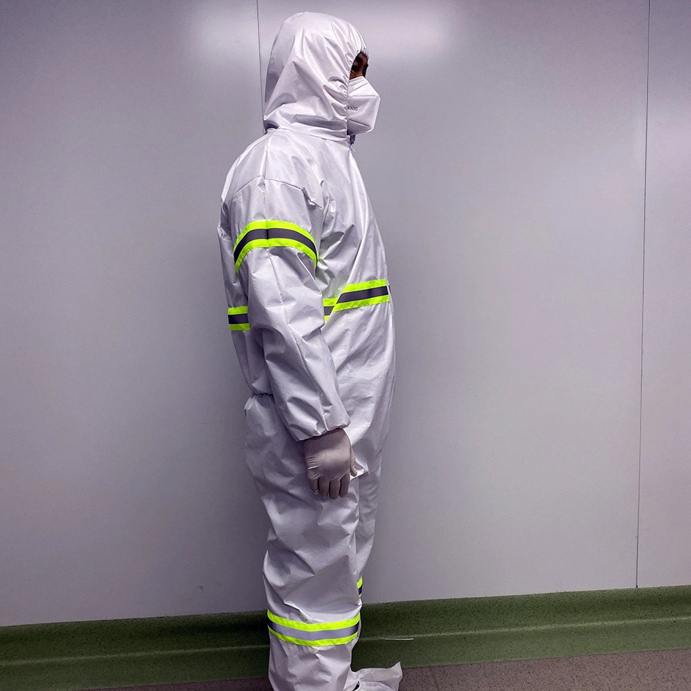 Disposable Industrial Reflect Coverall Hi-Visible Safety Coverall with Reflective Tape