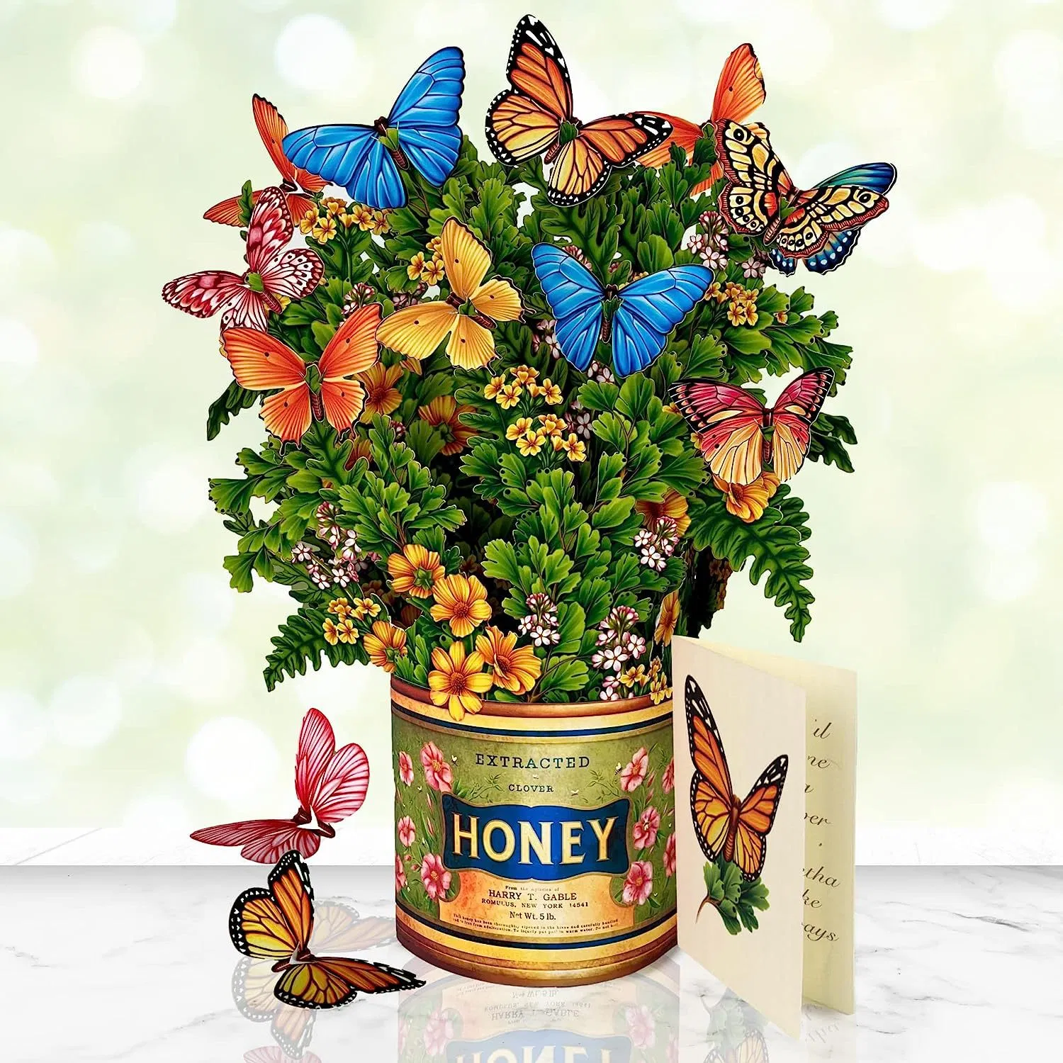 Buttercups y Mariposas Bouquet de flores 3D Popup Tarjetas de felicitación papelería Establecer
