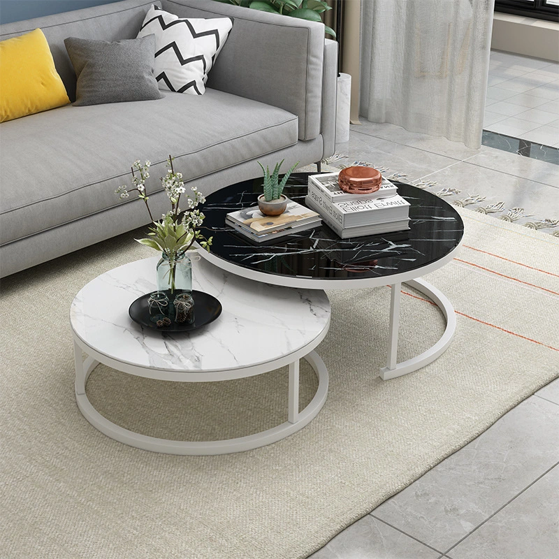 Round Modern Table Wooden Design Living Room Furniture Plywood Coffee Table Set