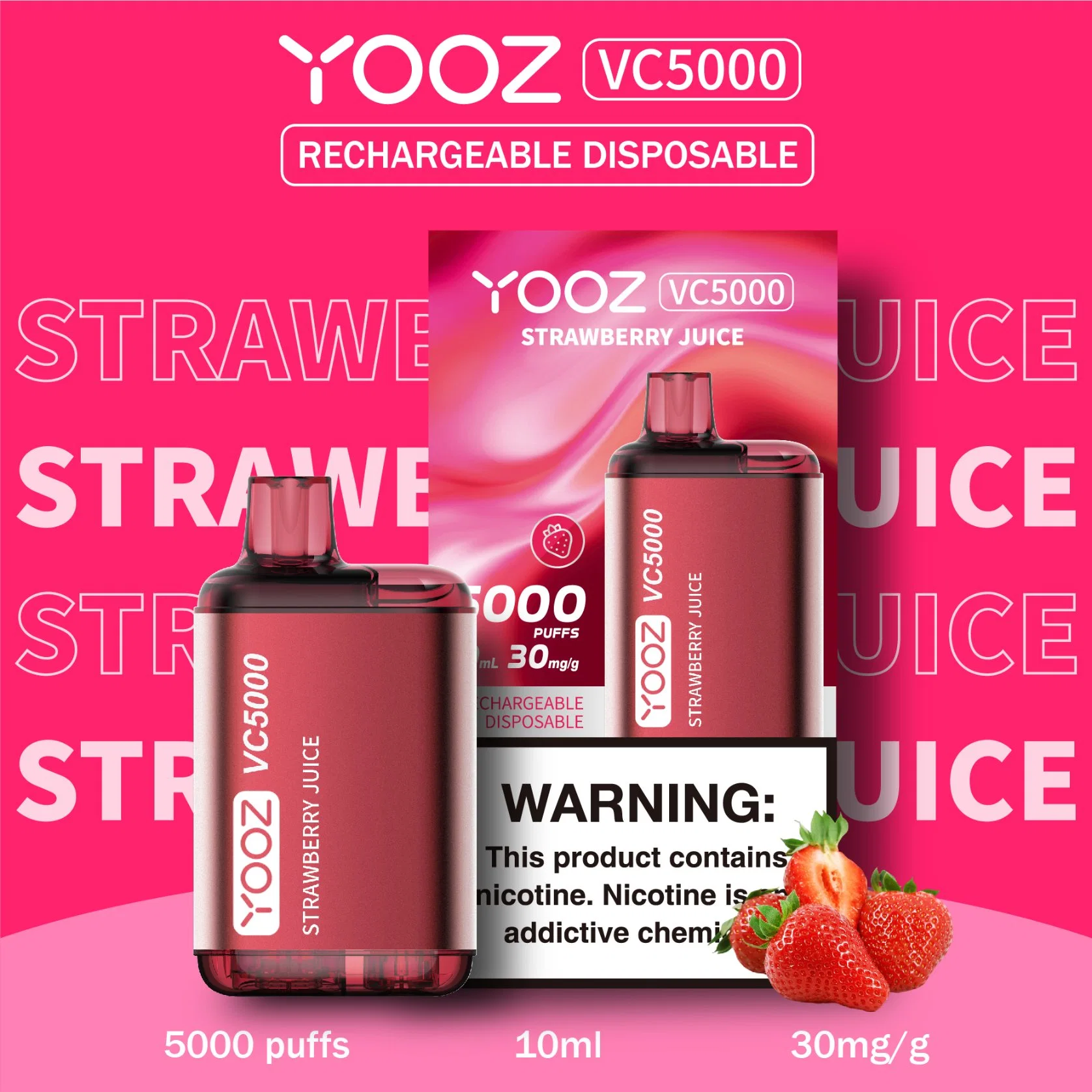 2023yooz producto nuevo, original desechable VAPE Yooz Vc5000, sabor de fruta, recargable, Shenzhen al por mayor cigarrillo electrónico