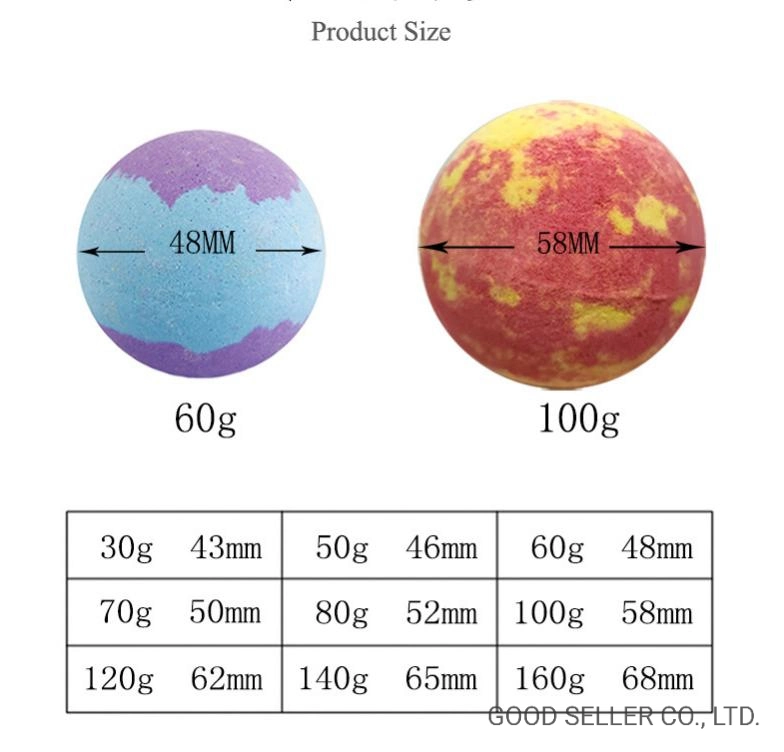Venda a quente por atacado de bolas de Banho salgado de oferta de bolha Natural personalizadas Bombas de banho