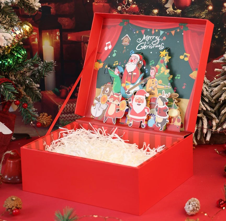 Rojo Caja de regalo de Navidad Decoración Candy Apple Box Caja de regalo de Navidad con el modelo 3D