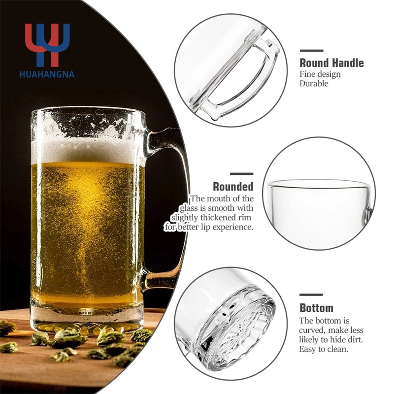 Customized Clear Cup Glass 16oz Frosted Sublimation Glass Beer Mug with Handle