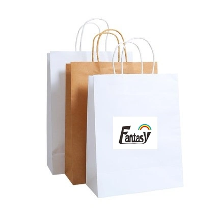 Customized Cheap Price White Cardboard Bags Gift Shopping Kraft Paper Bags