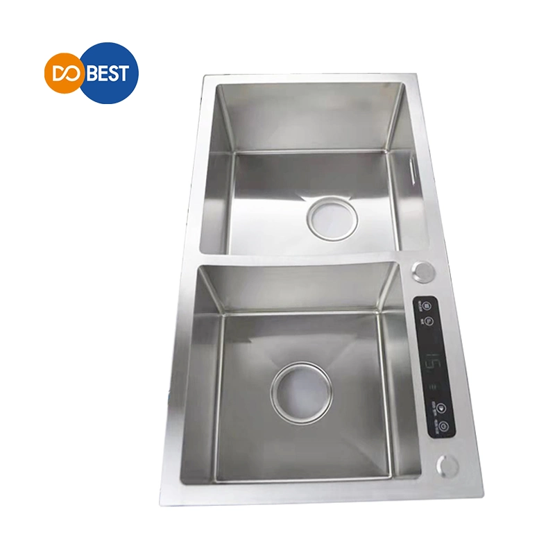 304 Stainless Steel Kitchen Sink with Double Silver Washing Basin Dishwasher