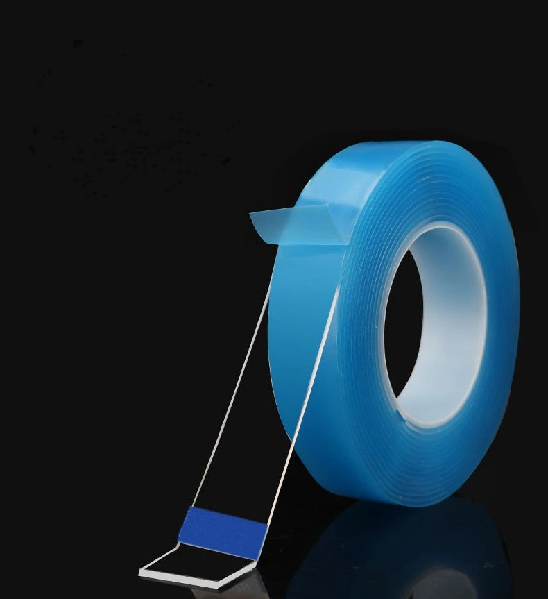 2mm*3cm*3m Double Sided Nano Tape, Heavy Duty Double Sided Adhesive Acrylic Tape, Clear Mounting Tape, Removable&Reusable Tape-Blue Film Nano Tape in OPP Bag