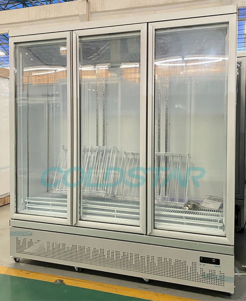 Vertical Freezer Glass Door Ice Cream Display Refrigerators and Freezers in Retail Supermarket