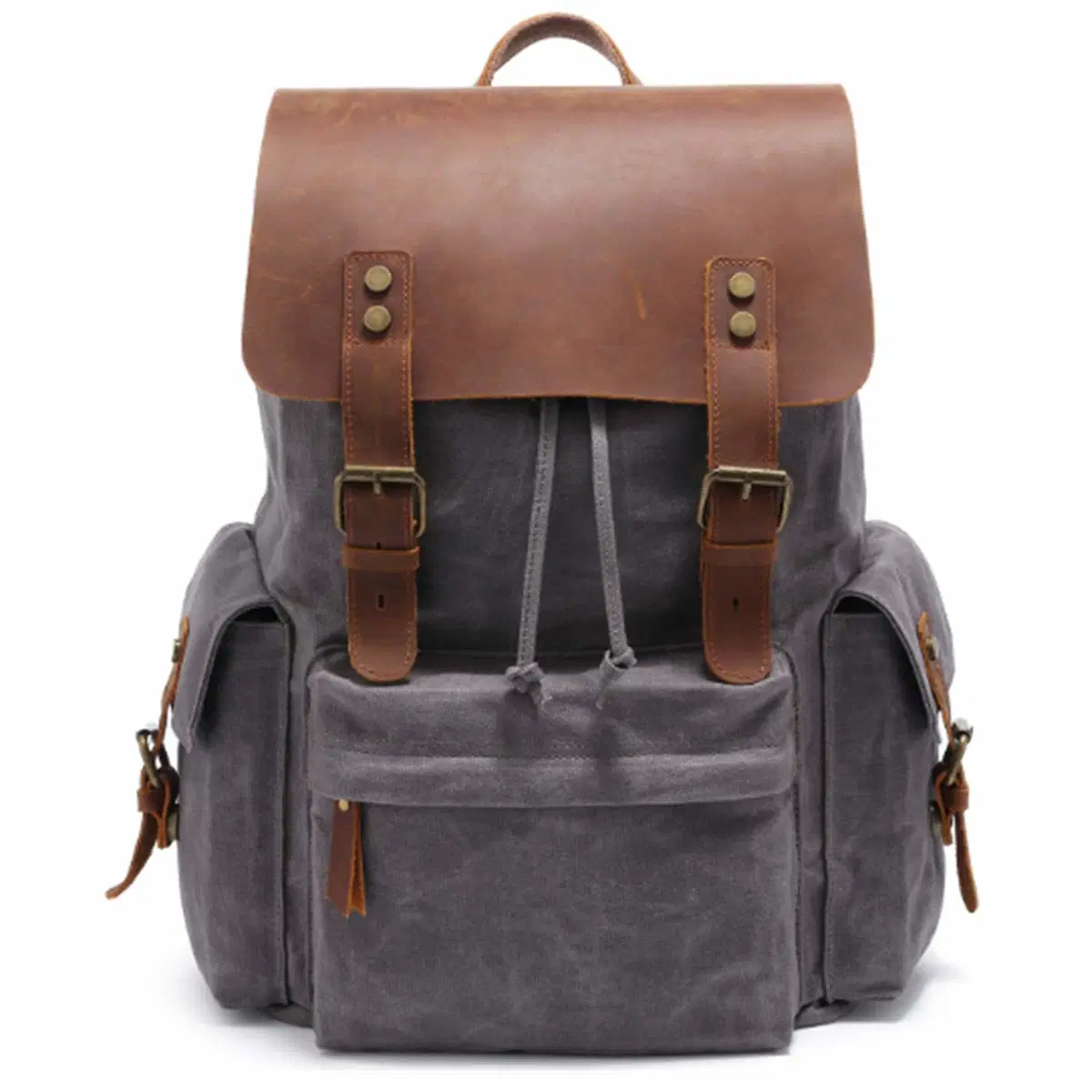 Canvas Laptop Leather Waxed Waterproof Backpack RS-19120416