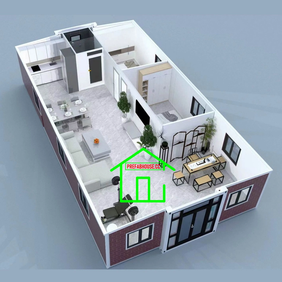 Two-Bedroom / Three-Bedroom Folding Container House, Expandable Two-Bedroom House