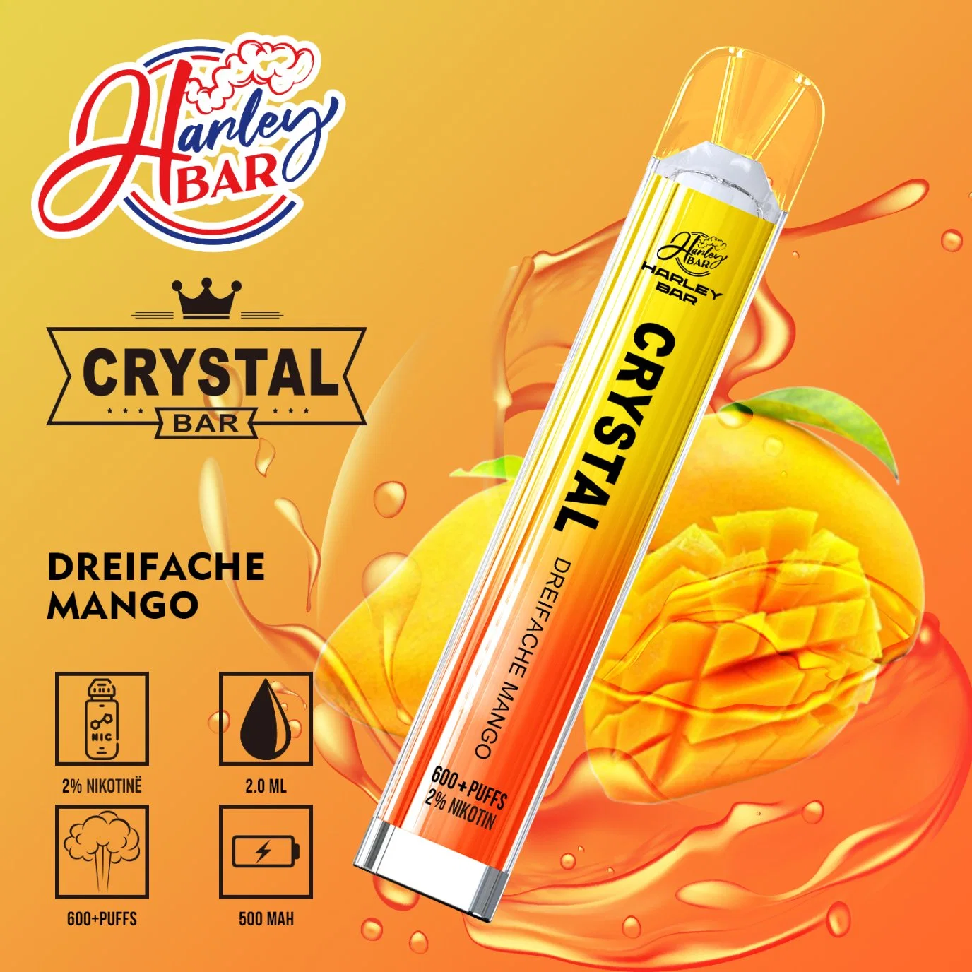 VAPE Salto Cristal 600 Puff Bar 2ml malla Bobina Sky E CIGS personalizada