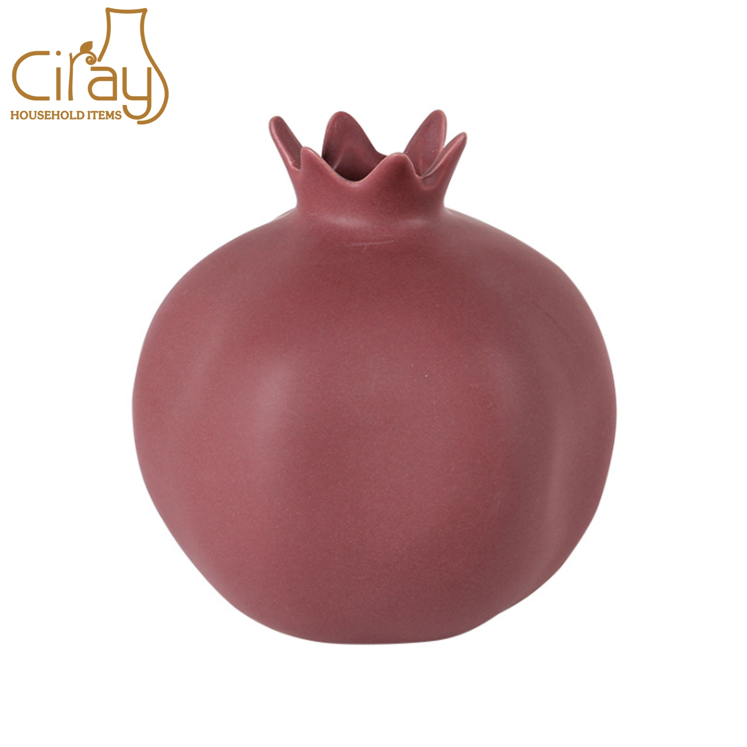 Nordic Design Pomegranate Shape Ceramic Vase for Home Decoration