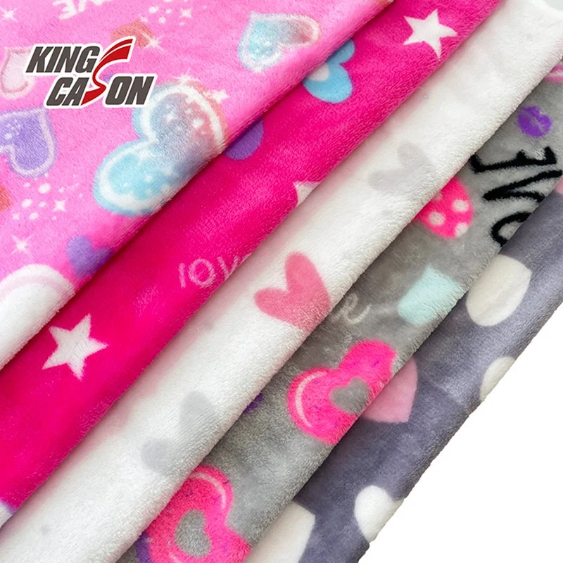 Kingcason Polyester gute Hand-Gefühl Rosa Herz Flanell Fleece Stoff für Kissen