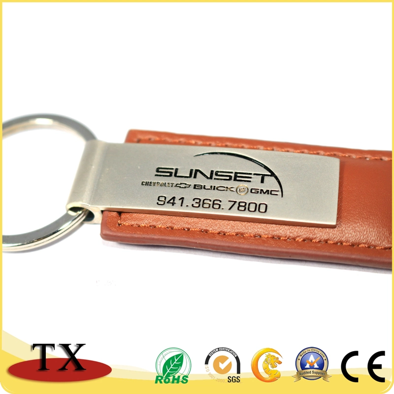 Special Metal Leather Key Chain with Metal Clip and Pen