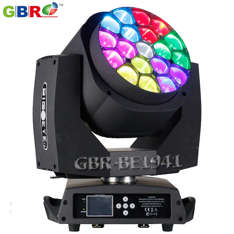 Gbr-Be1941 19x15W RGBW 4en1 Zoom LED B-ojo moviendo la luz de la cabeza