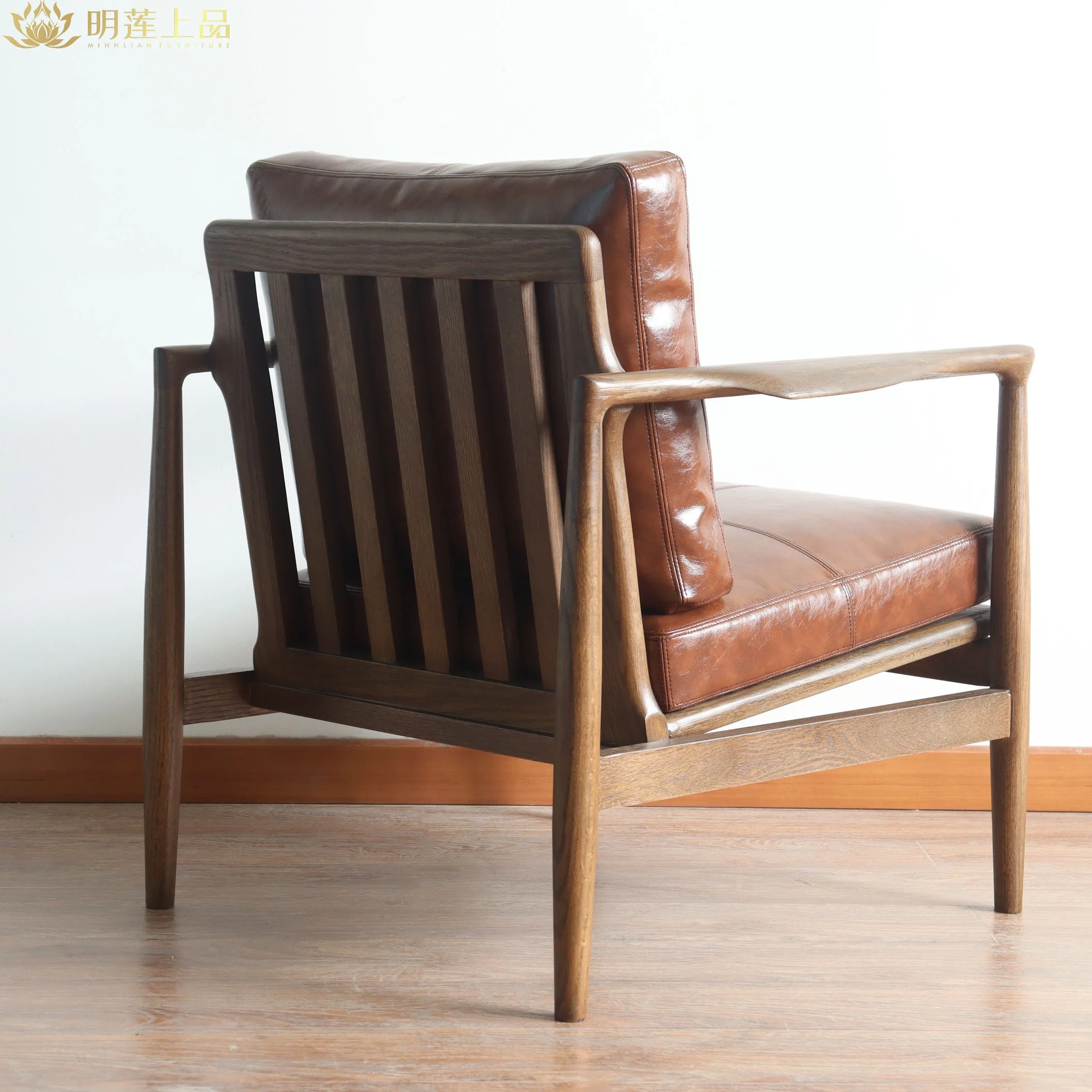 Modern Design Solid Wood Leisure Chair Microfiber Leather Upholstered Living Room Chair Lounge Chair Rest Chair Armchair Wooden Chair Chairs