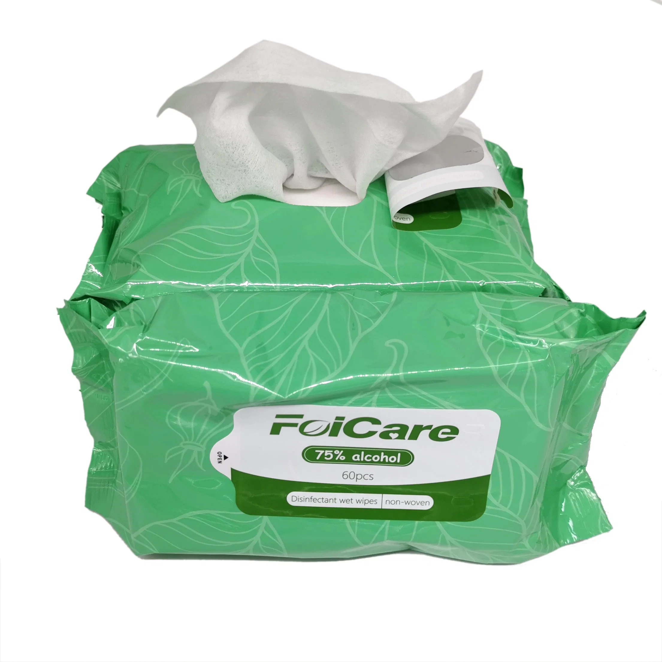 Hospital Medical Home Use 60 - PCS Pack 75% de álcool Desinfecção mãos antibacteriano toalhetes higienizador