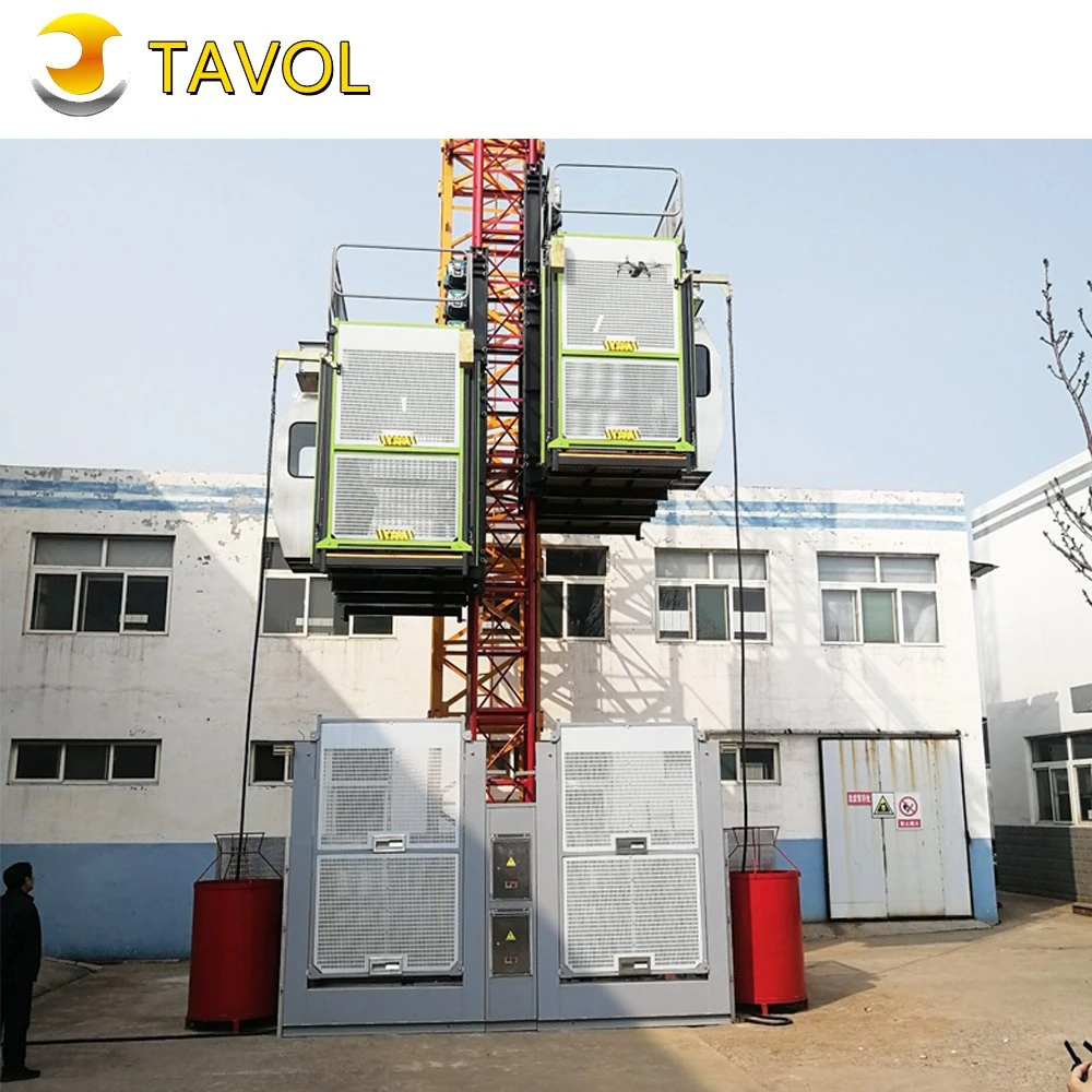 1-2 Ton High Rise Building Construction Double Cabins Hoist Lift Elevator