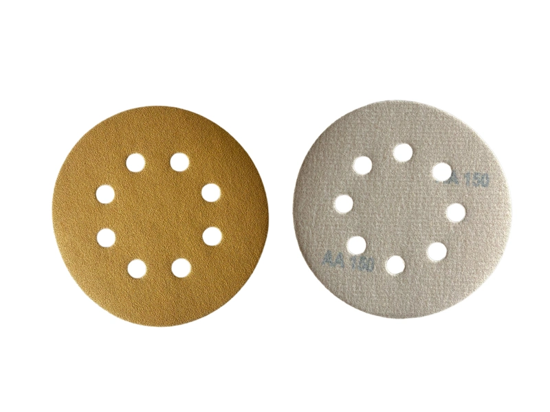 5-Inch 8-Holes Gold Yellow Sandpaper 400 Grit Sanding Disc for Wooden Polishing