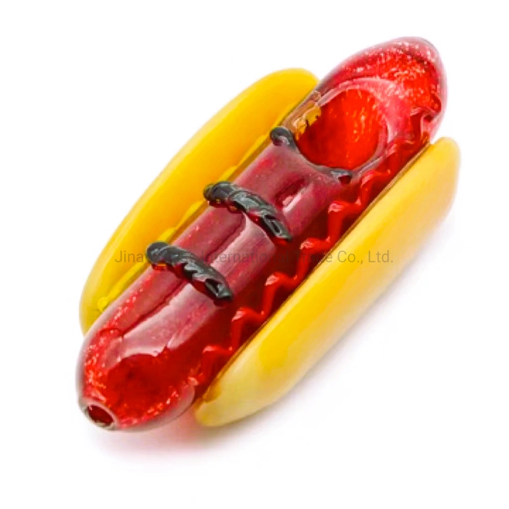 Funny Hotdog Glass Pipe Tobacco Spoon Hand Pipe Handmade Glass Smoking Pipes Oil Burner Dry Herb Pipe Piece