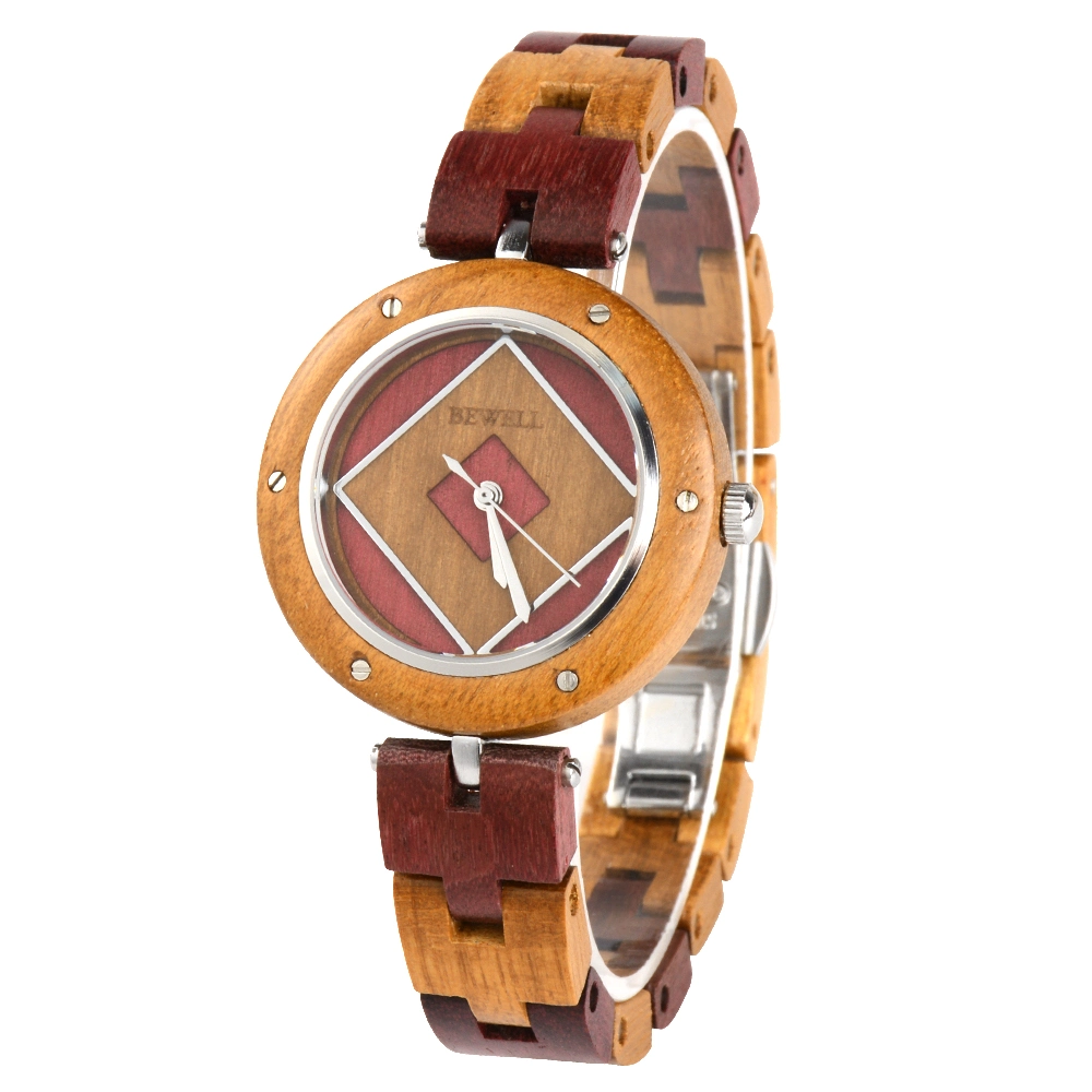 IPS, Ipg Metal Case 100% Natural Wood Band Lady Size Wood Wrist Watches for Women