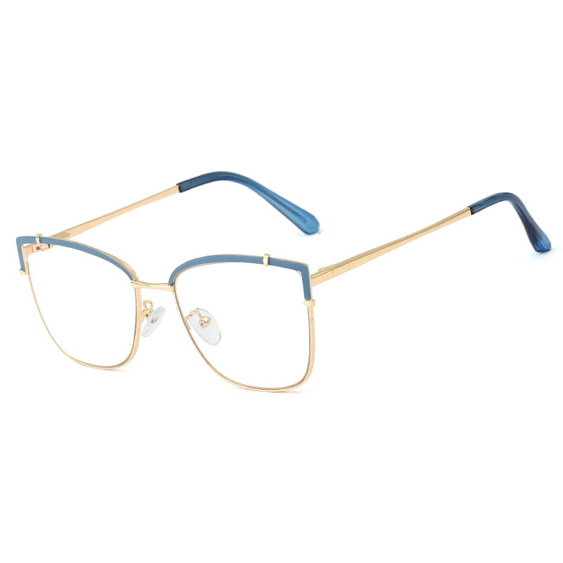 Fashion Big Frame Two-Tone Metal with Spring Hinge Metal Eyewear Optical Frames