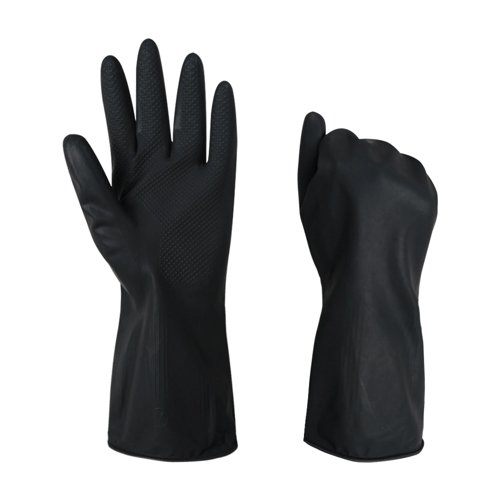 China Industrial/Construction/Working Anti-Corrosion Waterproof Wholesale Price Guante Black/Yellow Rubber/Latex Safety/Household Work Gloves